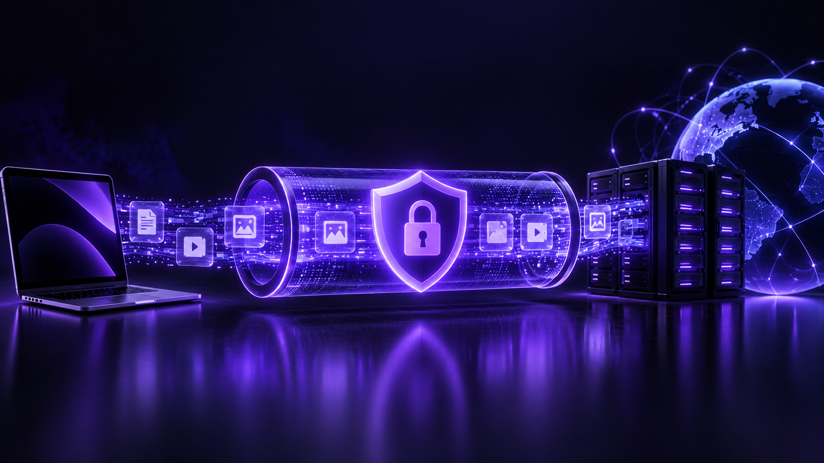 Смартфон и щит как символ защищённого интернет-соединения